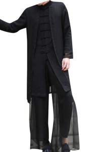 Online Custom fashion youth Kungfu shirt Han suit men's Chinese Style Men's costume ancient style ancient costume long shirt Chinese style robe linen suit Kungfu SHIRT CREW drama suit  SKF006 front view
